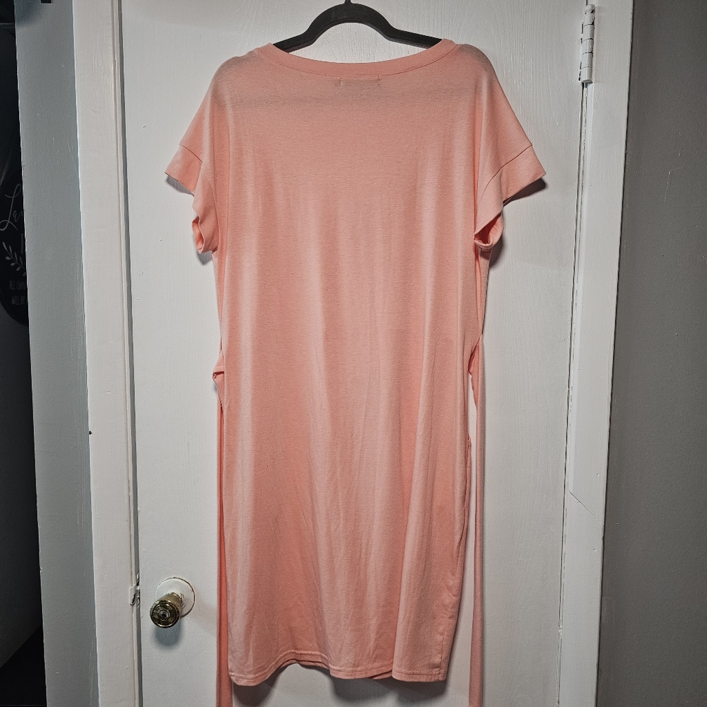 MEROKEETY Womens Summer Short Sleeve TShirt Dress Tie Waist & Pockets Size Large - Picture 3 of 6